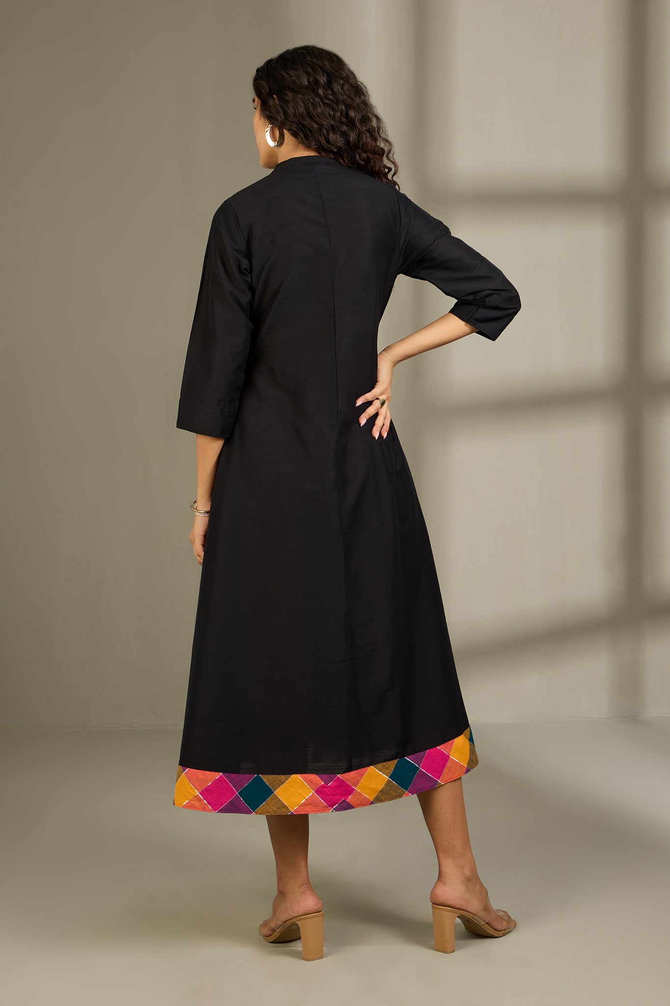 Maati Craft Twilight Tapestry Luxe Long Button Down Silk Slub Maxi Dress
