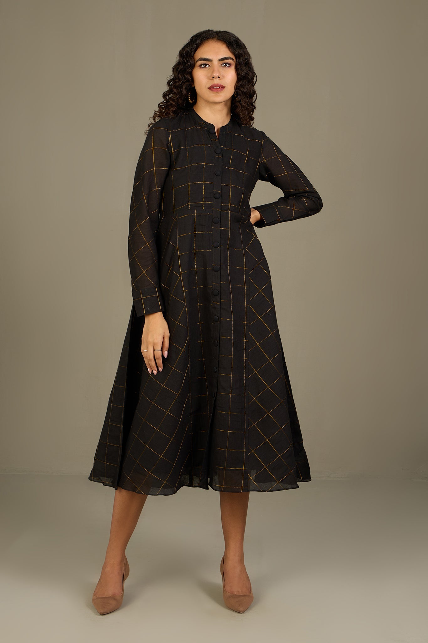 flared cotton midi dress