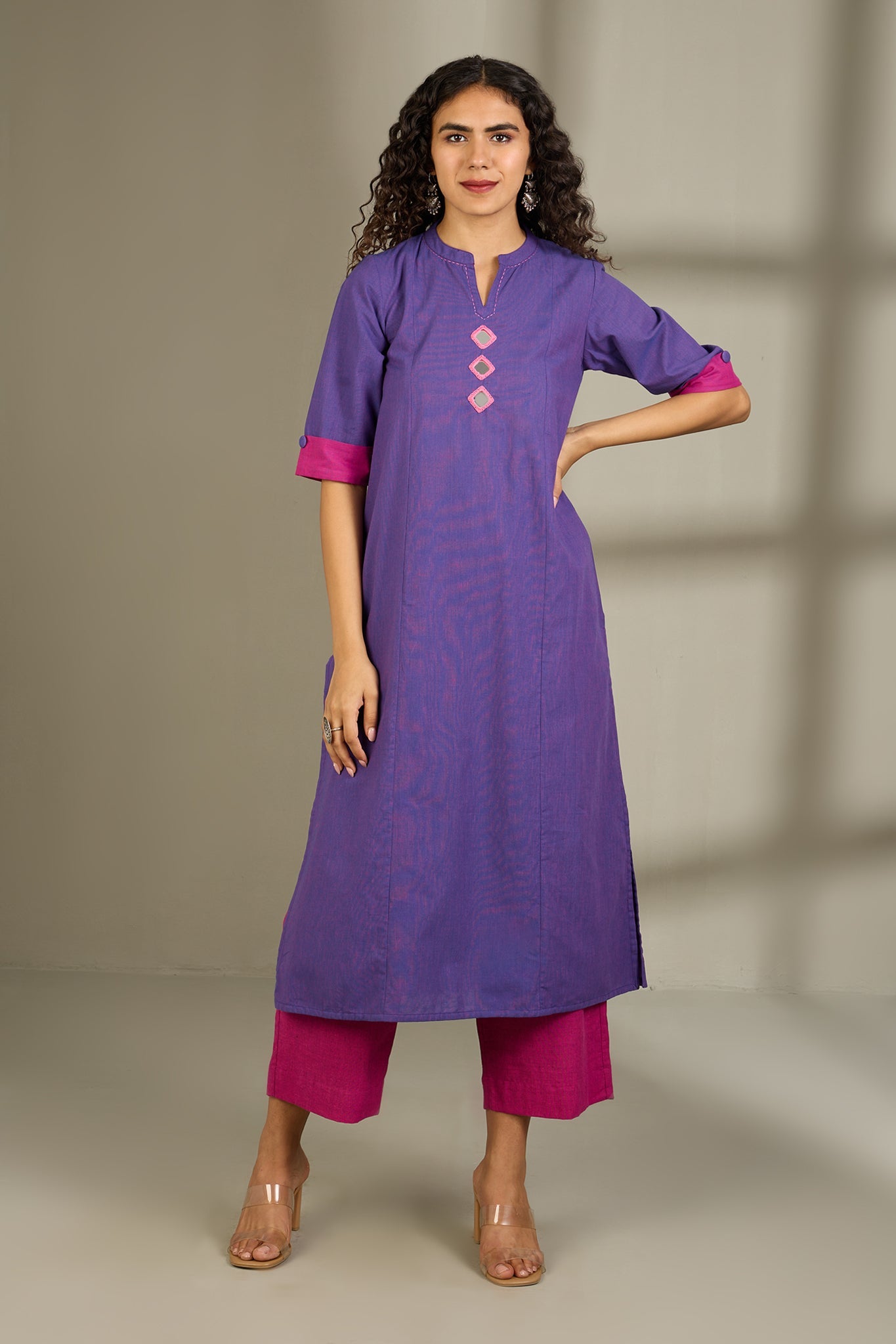 Maati Craft Co-ord Set Orchid Radiance Long Panel Kurta (Set of 2)