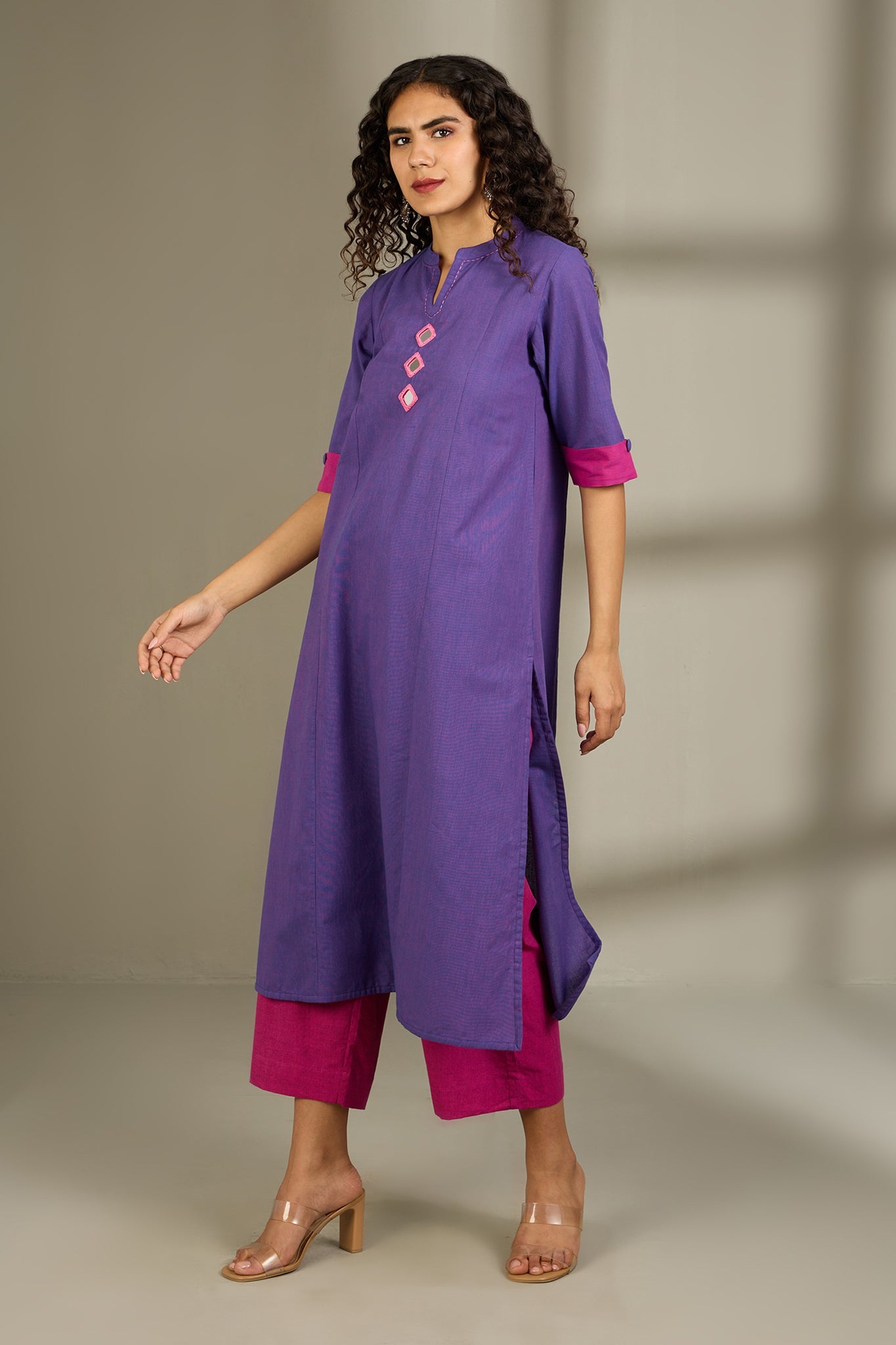 Maati Craft Co-ord Set Orchid Radiance Long Panel Kurta (Set of 2)