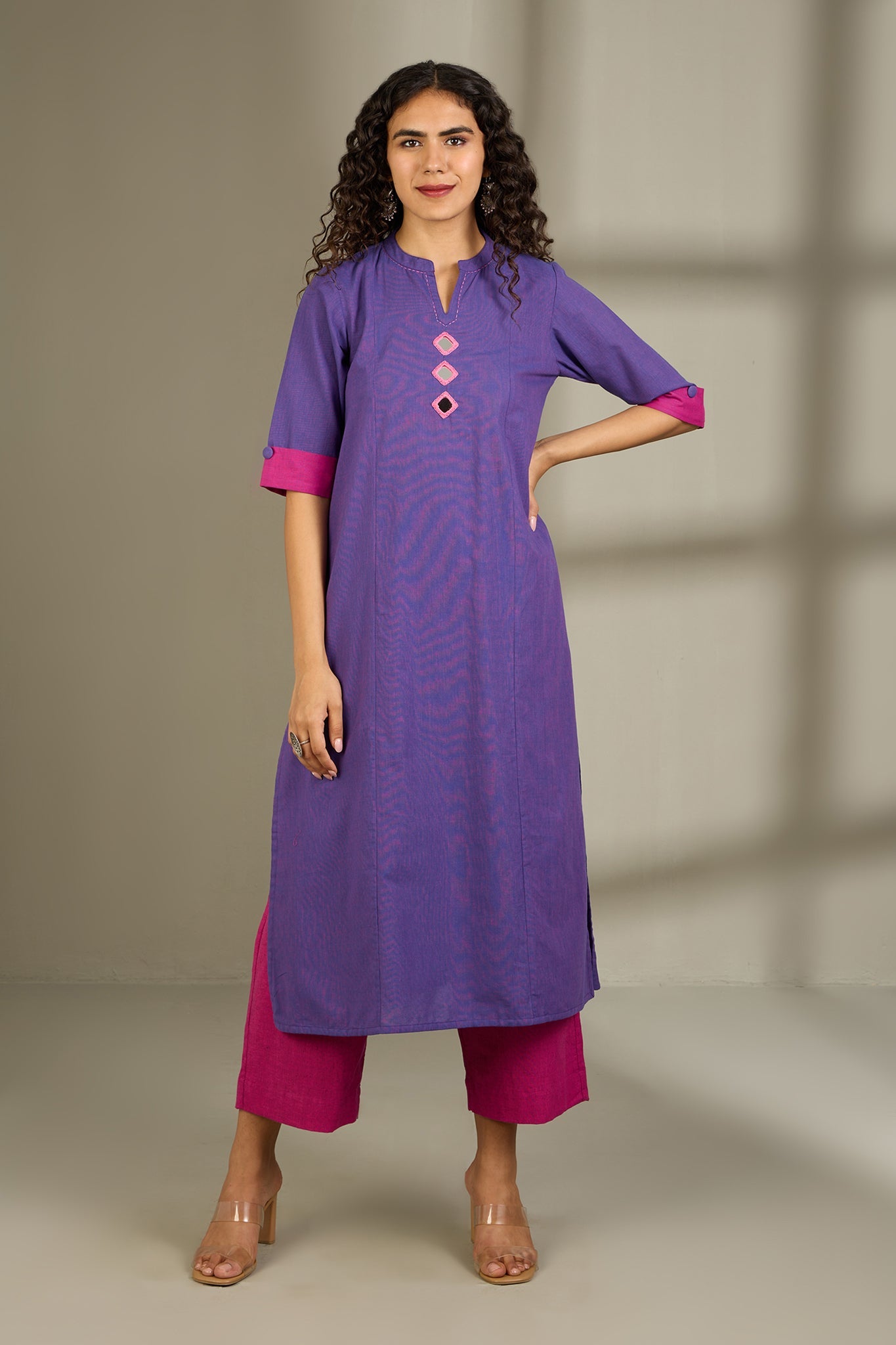 Maati Craft Co-ord Set Orchid Radiance Long Panel Kurta (Set of 2)