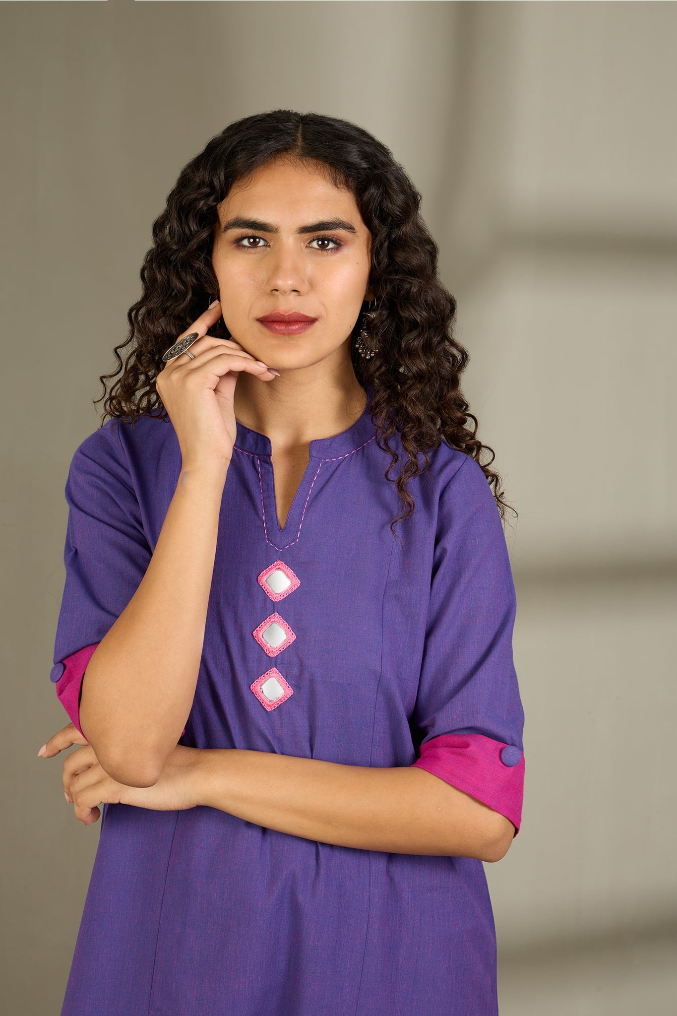 Maati Craft Co-ord Set Orchid Radiance Long Panel Kurta (Set of 2)