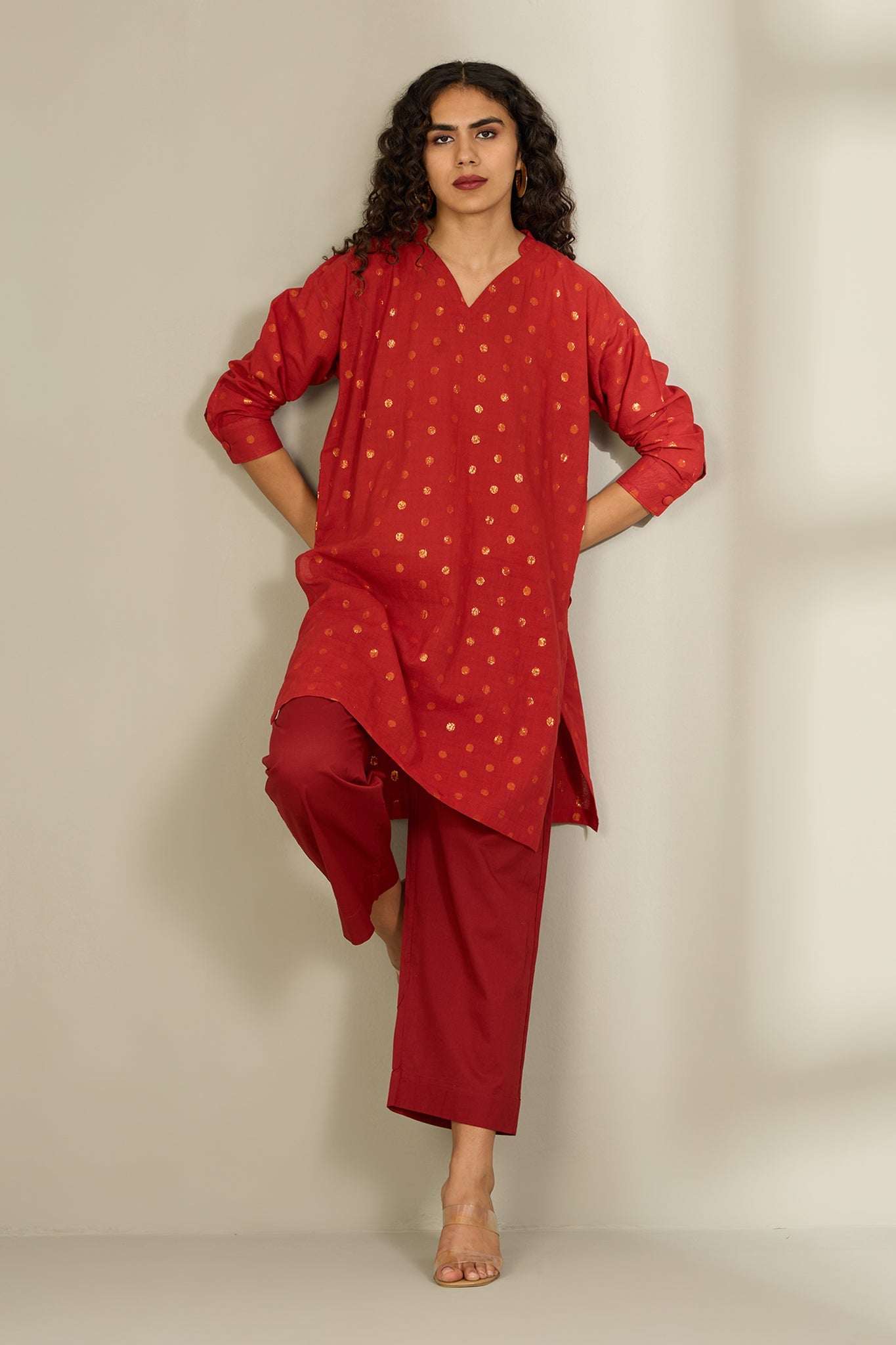 Maati Craft Molten Terra Gold Polka Leisure Tunic