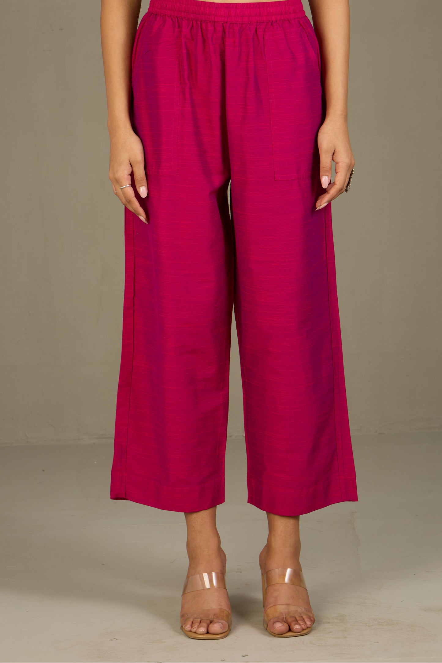 Maati Craft Comfort fit cotton pants - Pink Silk Slub