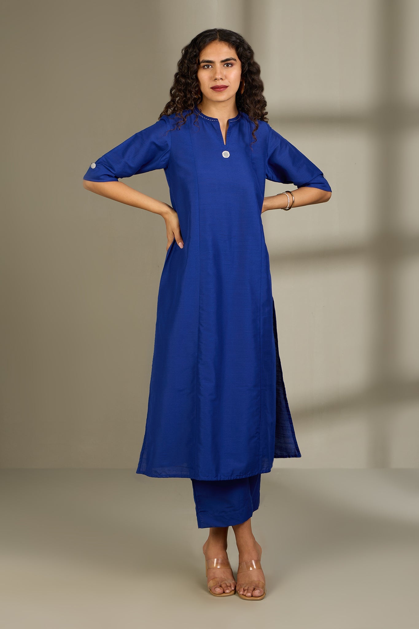 Maati Craft Co-ord Set Sapphire Majesty Long Panel Kurta (Set of 2)