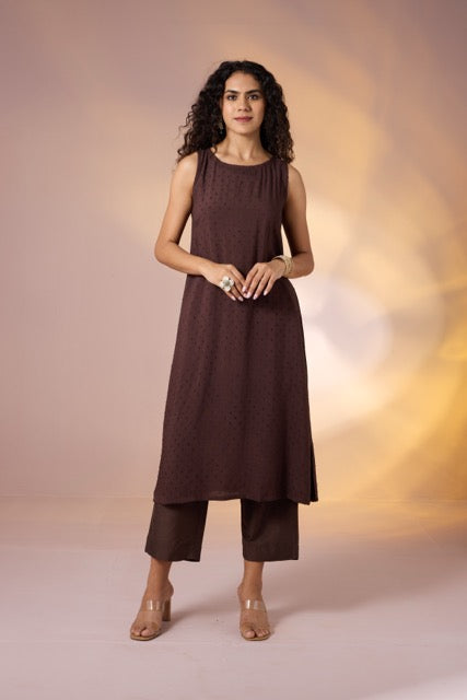 Terra Rosa Angrakha Tie-Up Jacket & Sleeveless Dress Co-Ord (Set Of 2)