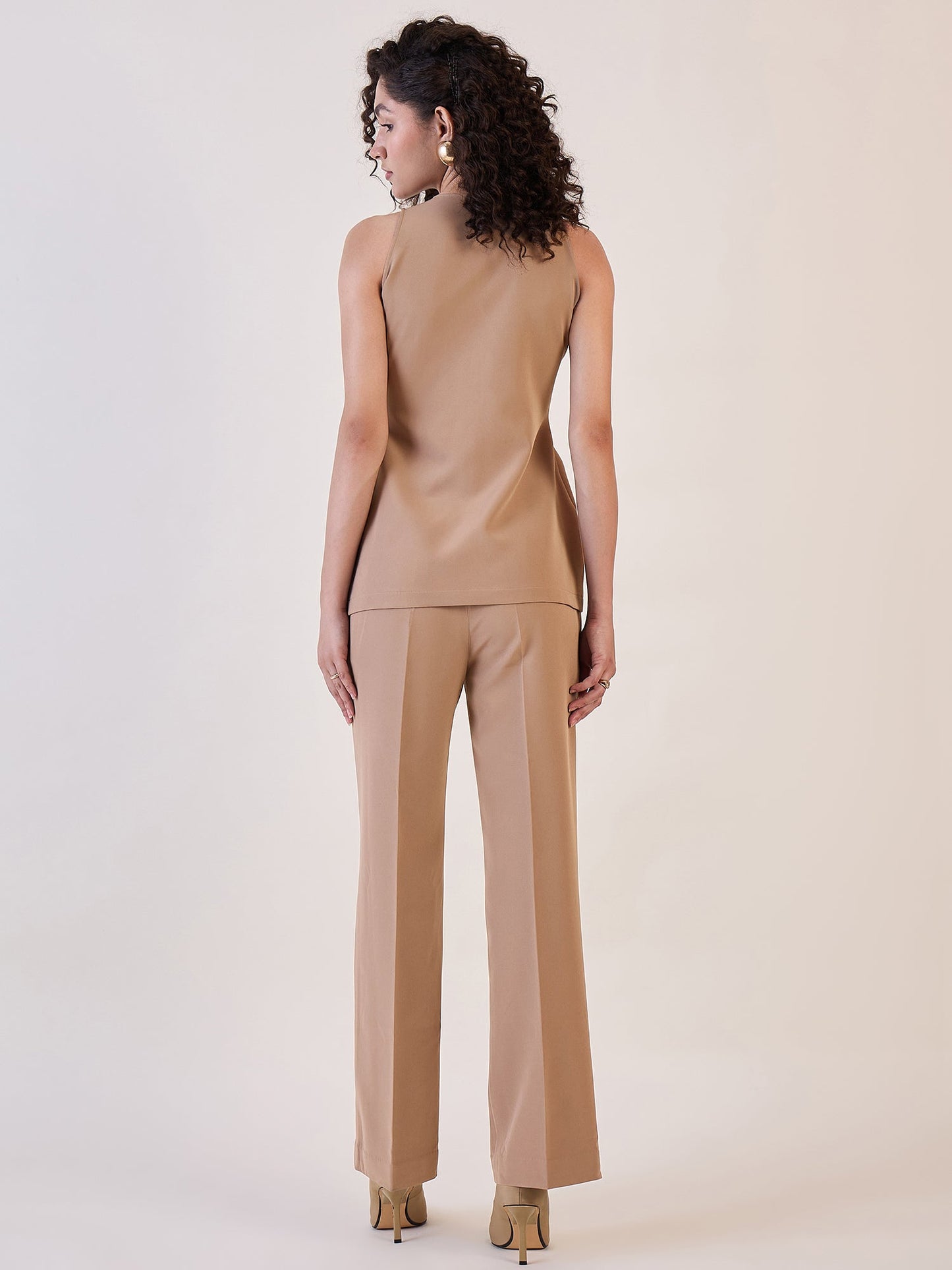 PowerSutra Brown Waistcoat Top With Trousers