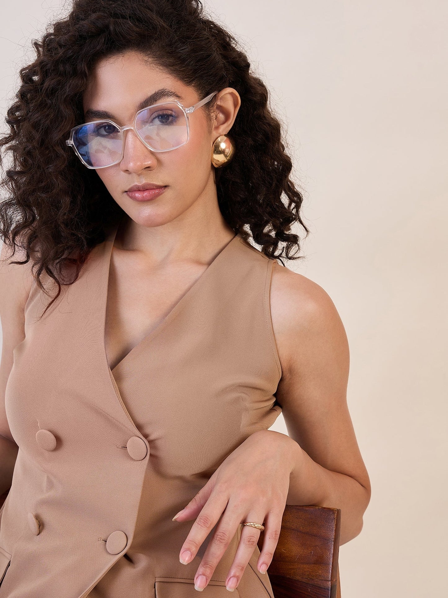 PowerSutra Brown Waistcoat Top With Trousers