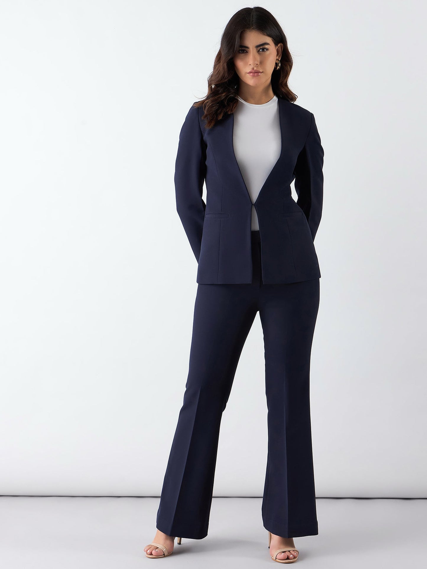 PowerSutra Minimalist Regular Fit Blazer Paired With Trouser In Stretchable Fabric