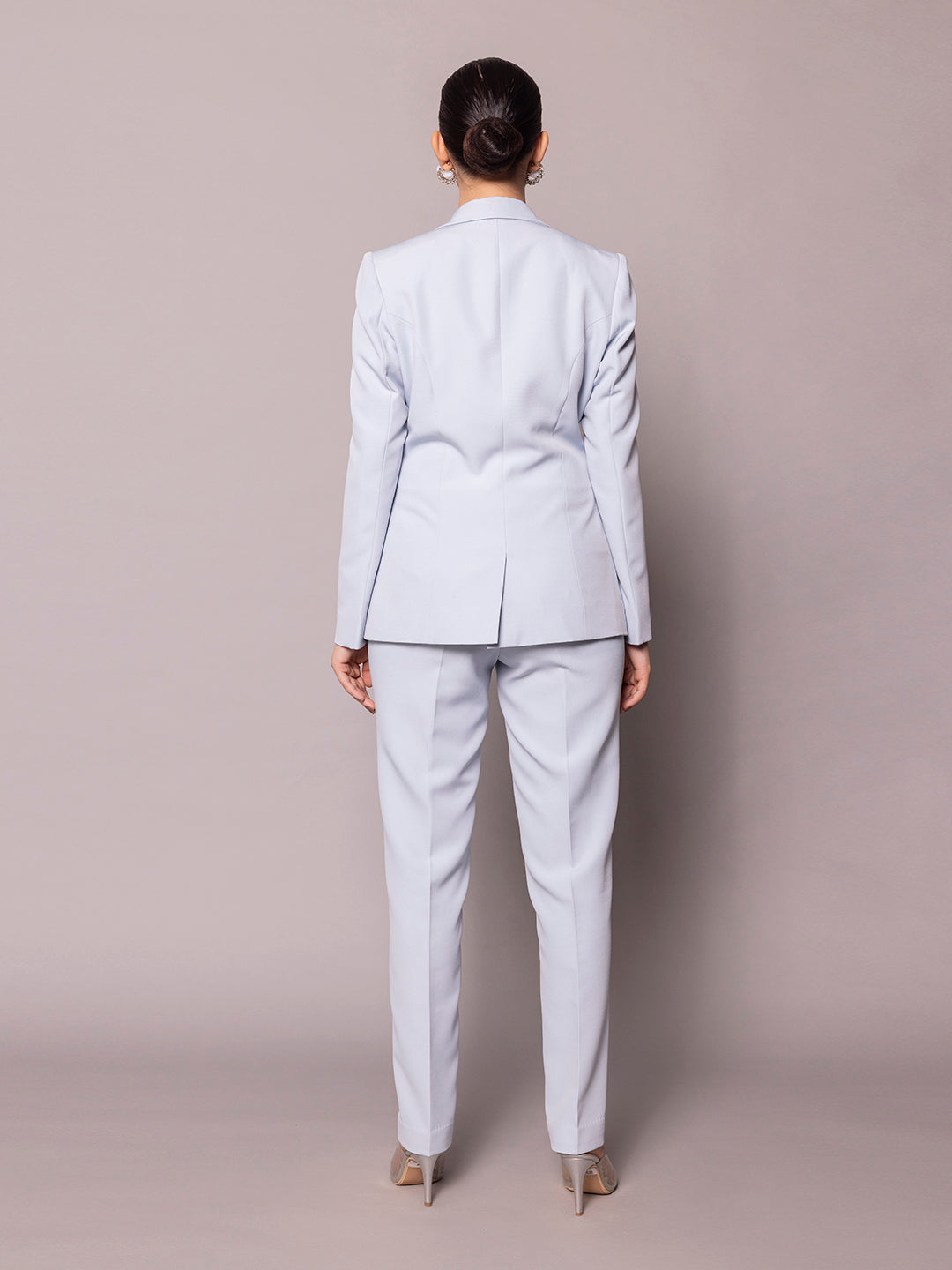 PowerSutra Notch Collar Stretch Pant Suit- Ice Blue LP