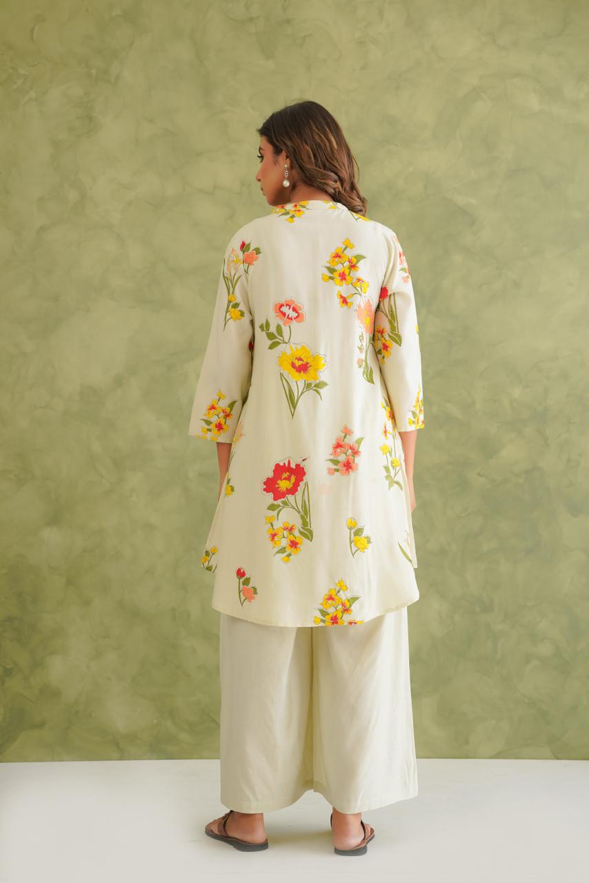Meeval Modal Silk Co-ord Set With Zari and Sequins Work & Double Pockets in Kurta LP