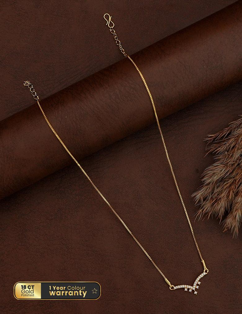 18K Gold-Tone Minimalist Crystal Pendant Necklace