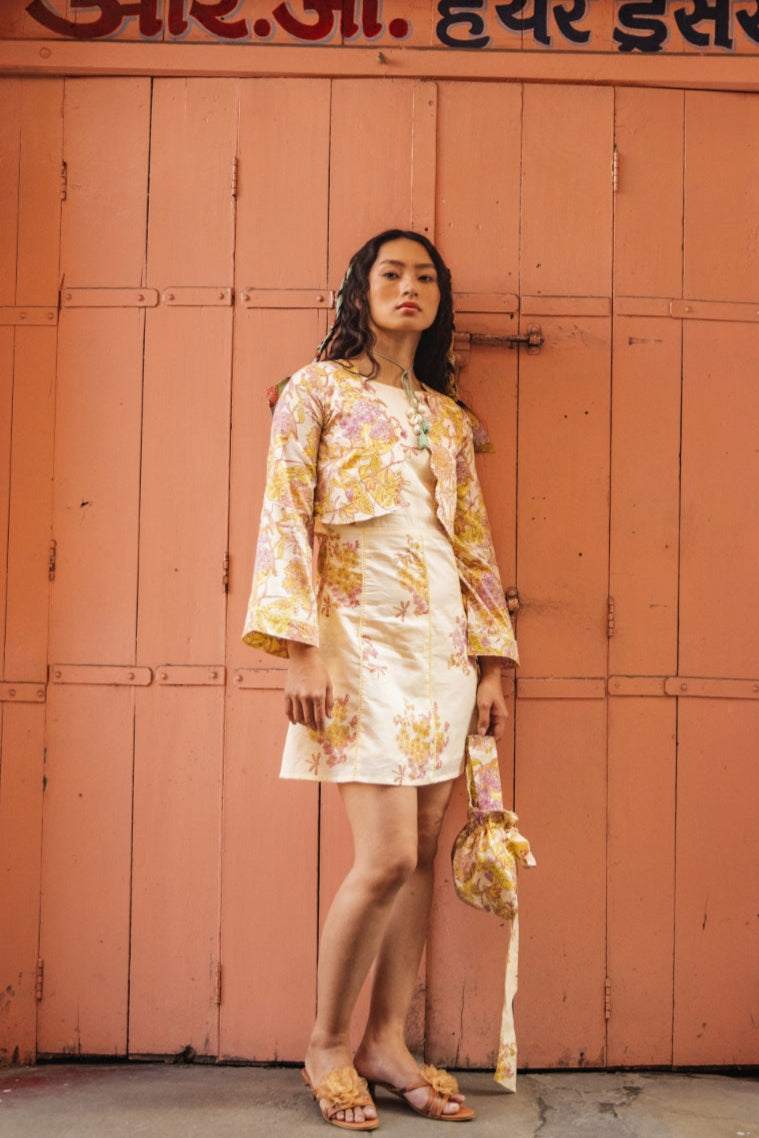 Whimsy Floral Short Dress With Jacket