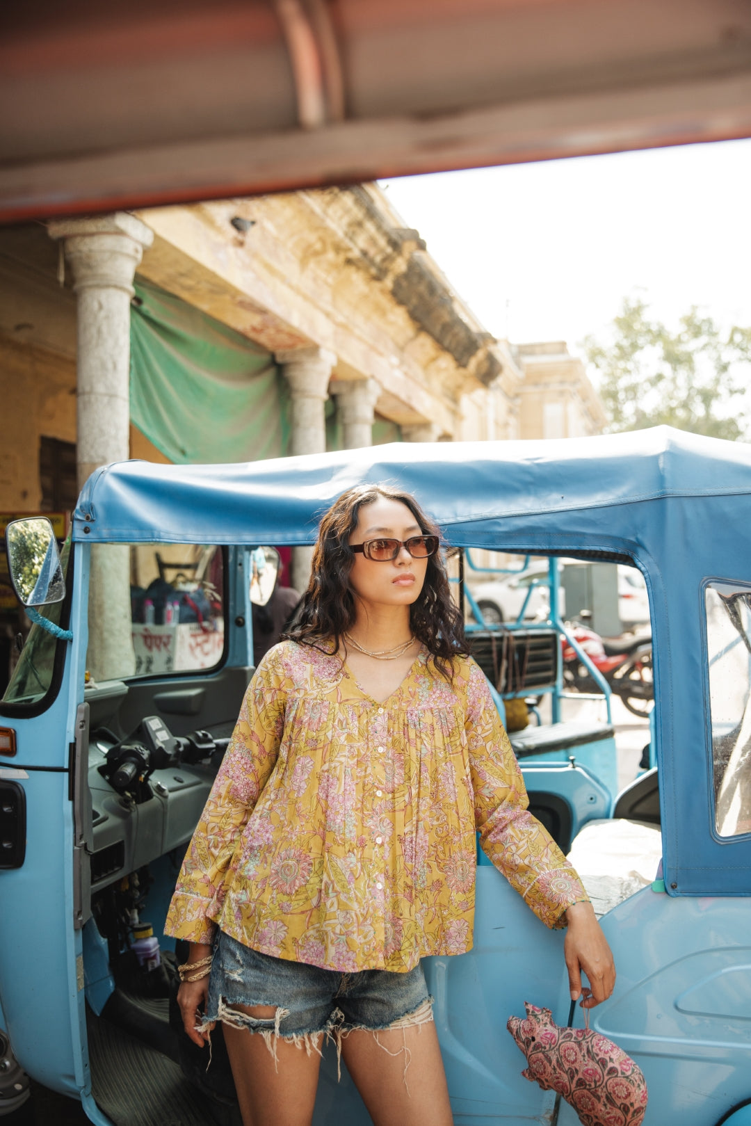 Marigold Floral Cotton Top