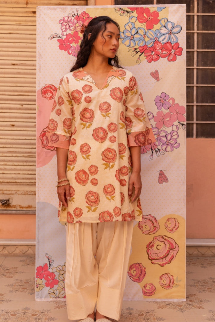Rosy Blush Floral Kurta Only