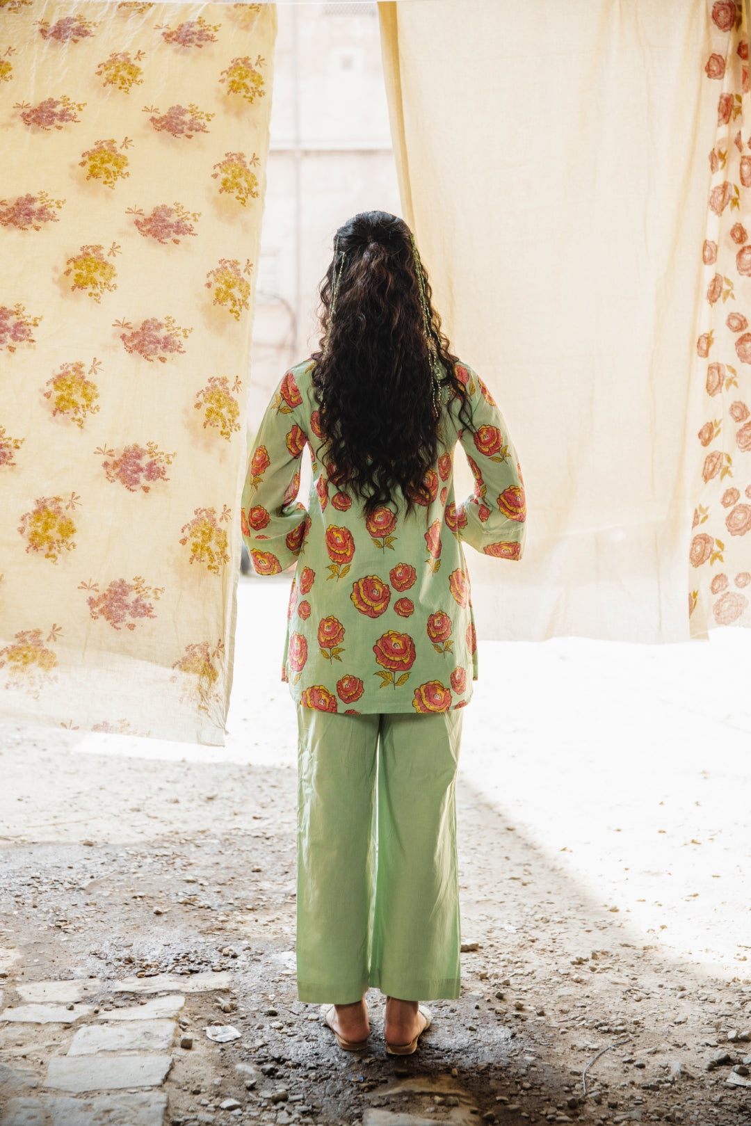 Roselyn Mint Cotton Short Kurti Only