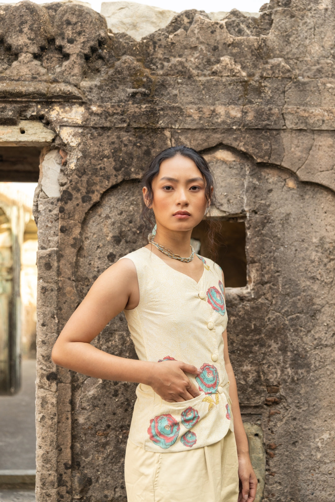 Rosette Cotton Waistcoat