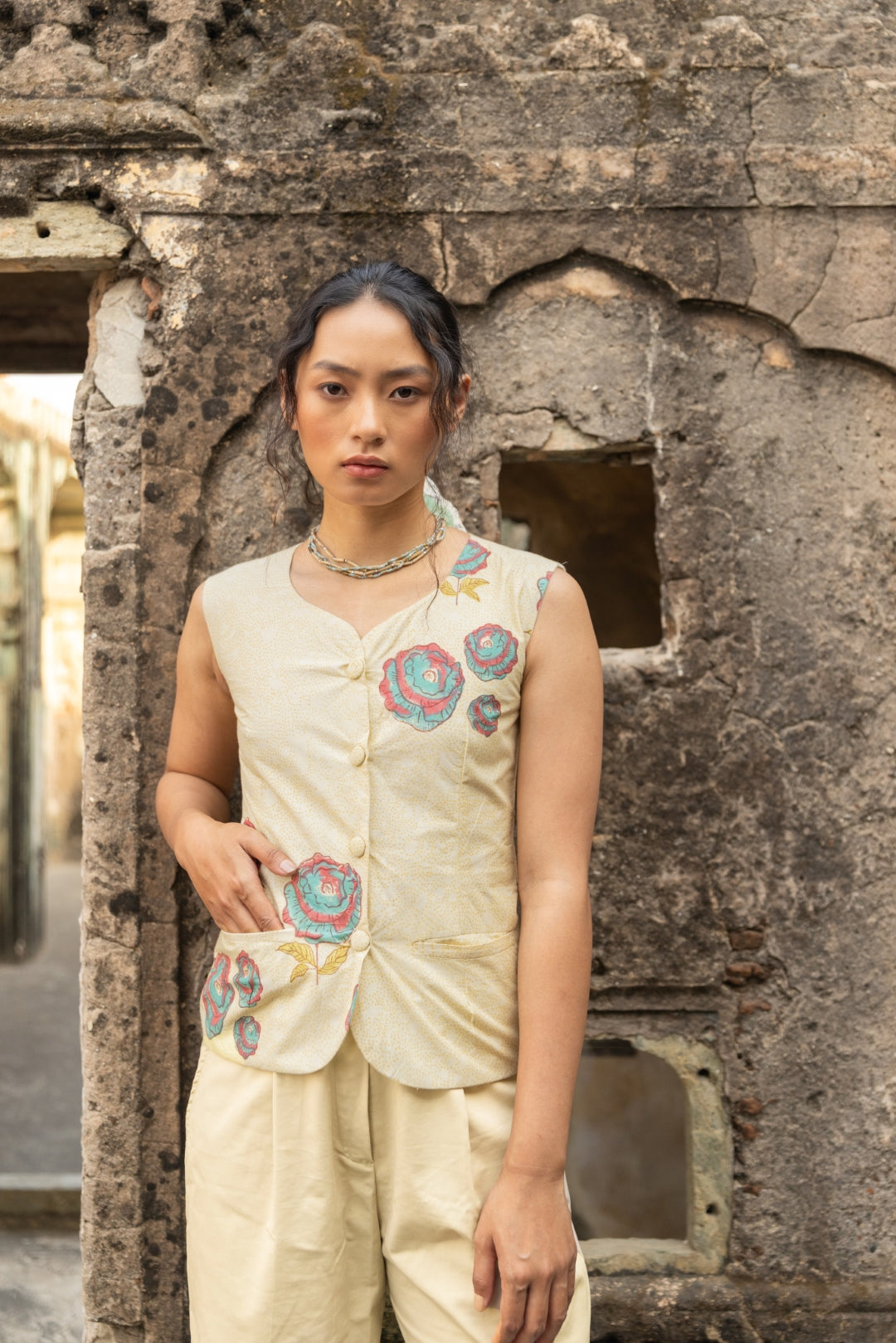 Rosette Cotton Waistcoat
