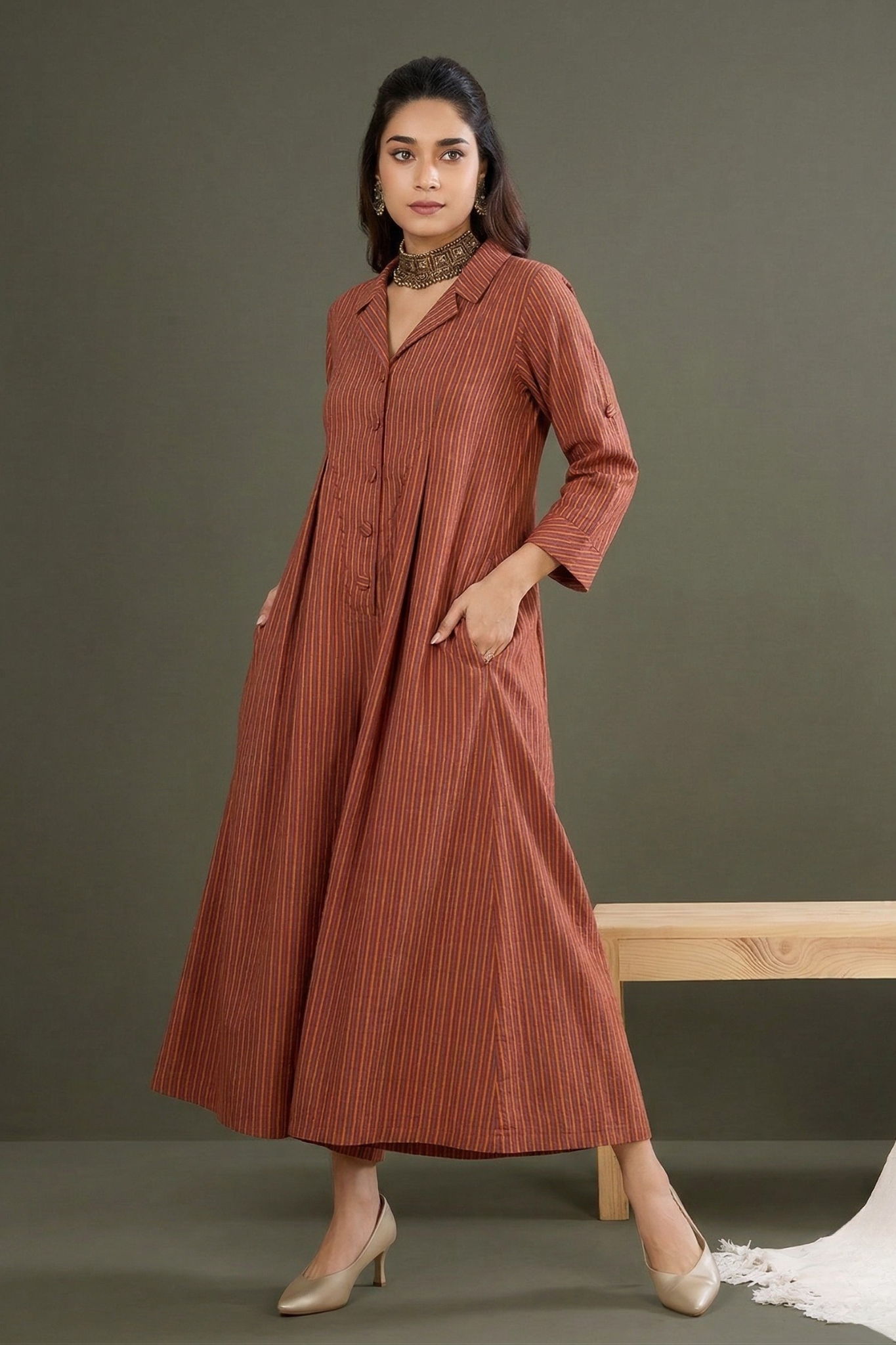 Red_Saffron_Stripes_Cotton_Jumpsuit_with_Pockets__Collar