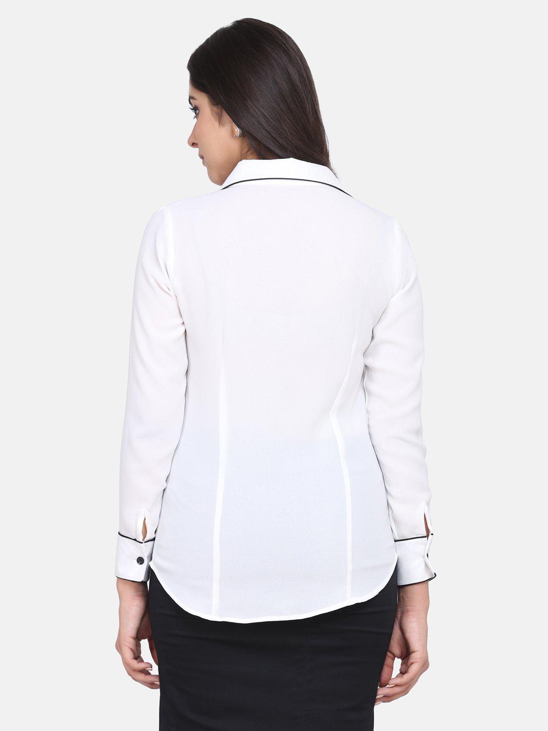 PowerSutra Regular Fit Poly Moss Collared Shirt - White