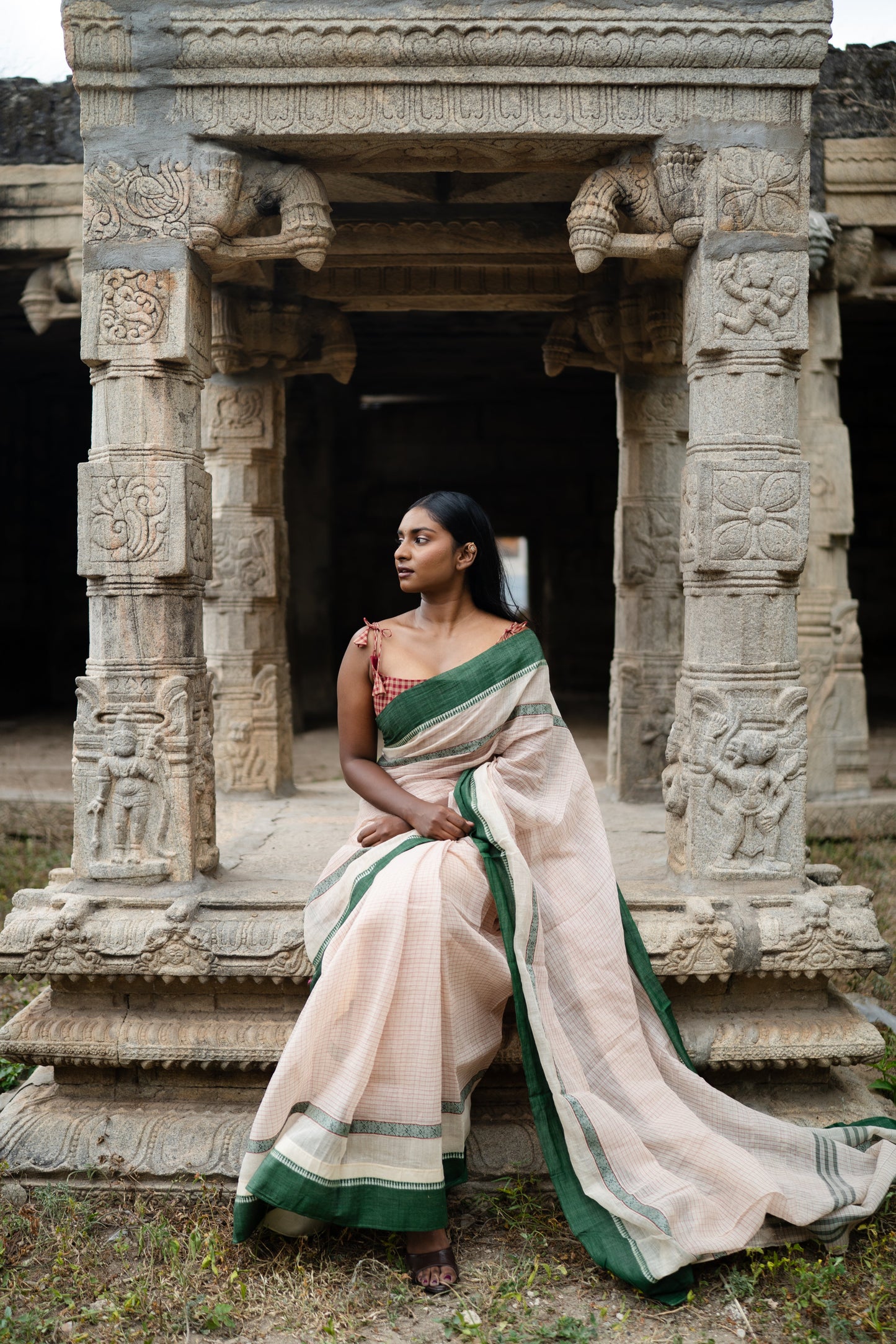 Ivory Muse Saree and Unstitched Blouse with 1m fabric
