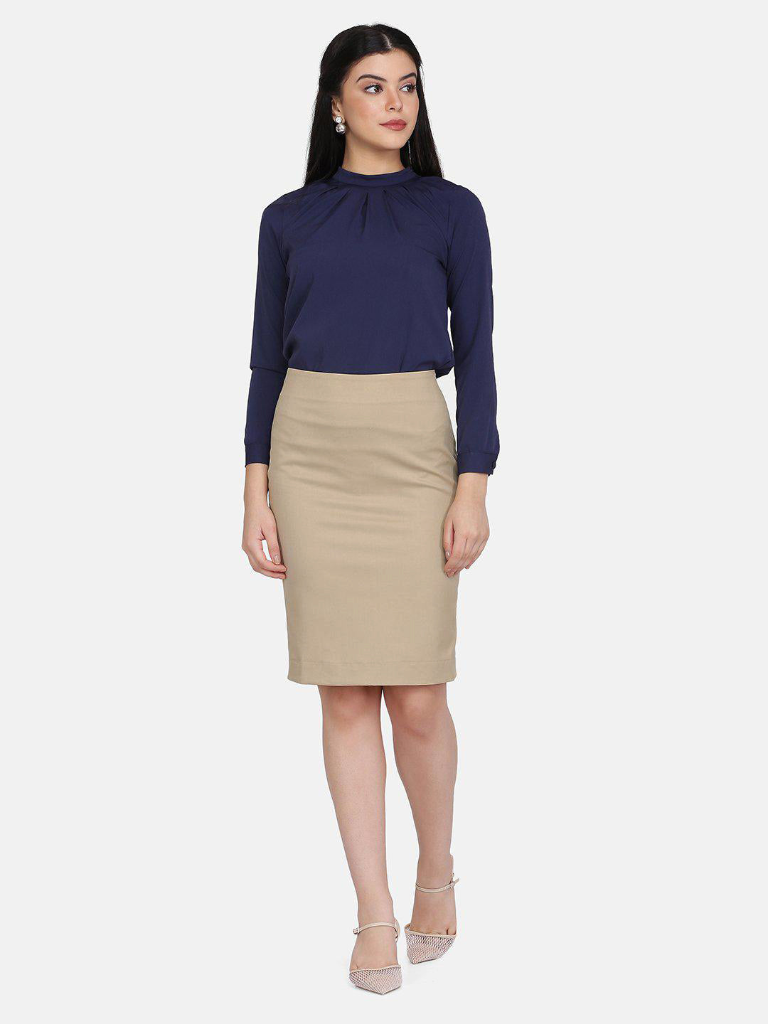 PowerSutra Straight Skirt - Hazel Wood Beige