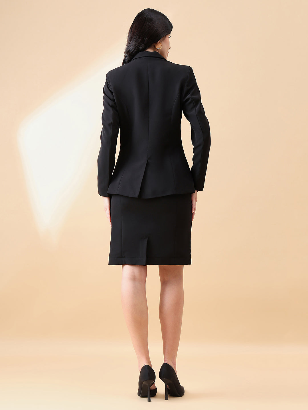 PowerSutra Business Formal Stretch Skirt Suit - Black