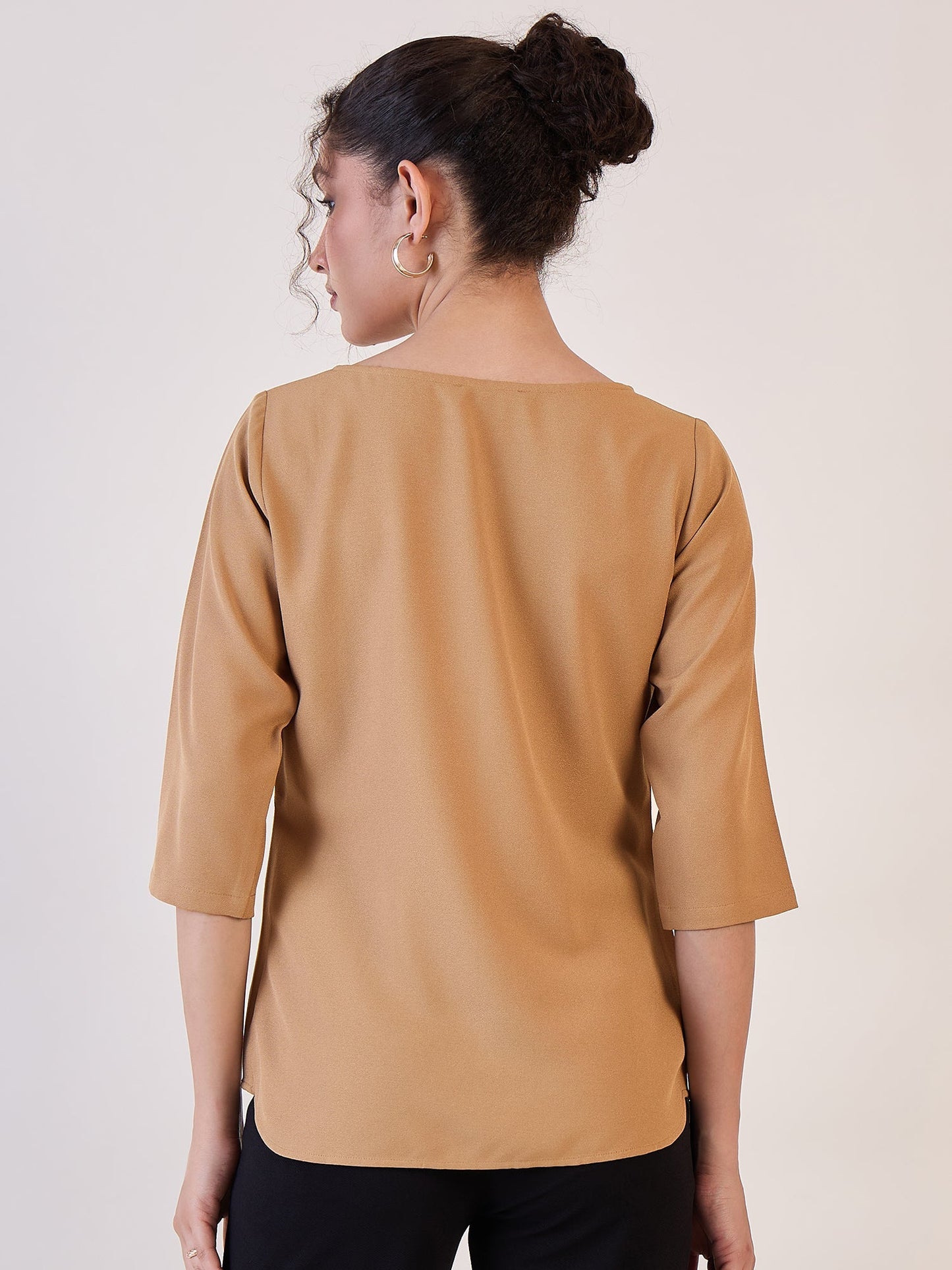 PowerSutra Beige And White Colourblock Top