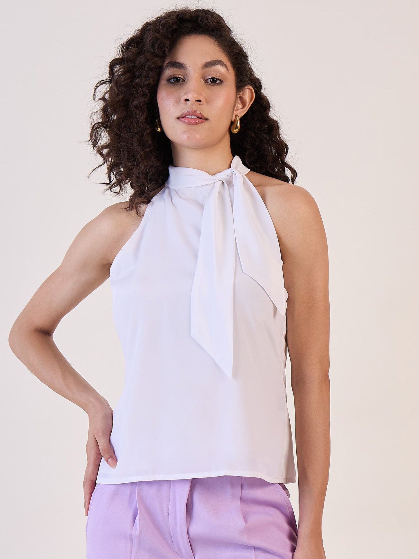 PowerSutra White Halter Neck Top