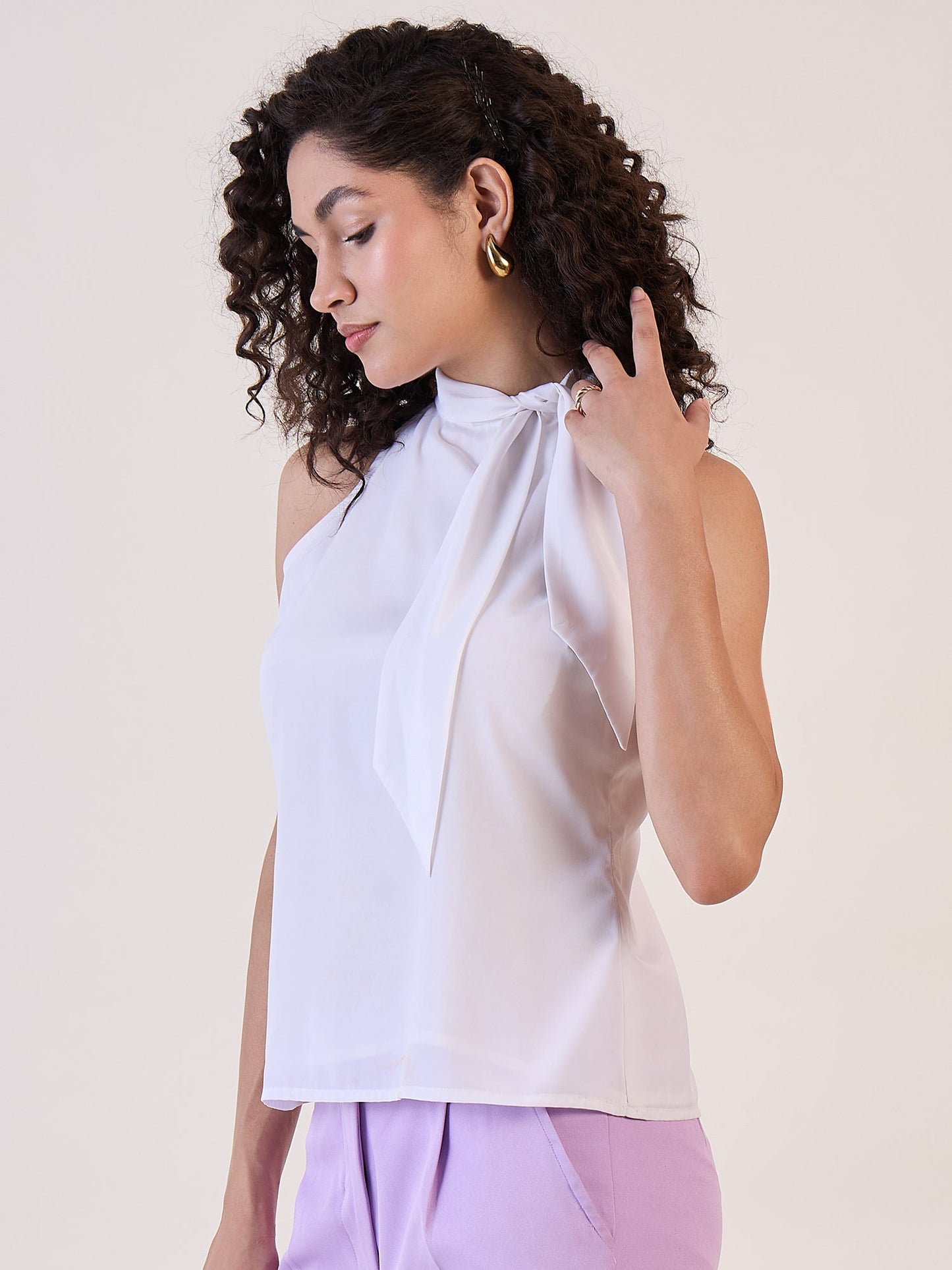PowerSutra White Halter Neck Top