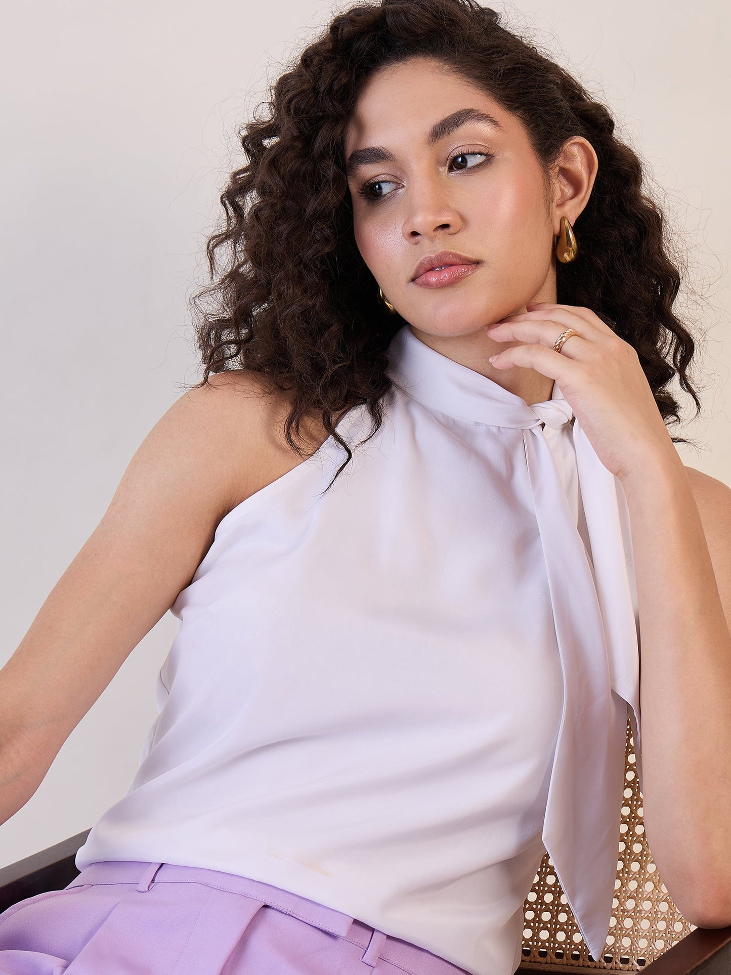 PowerSutra White Halter Neck Top