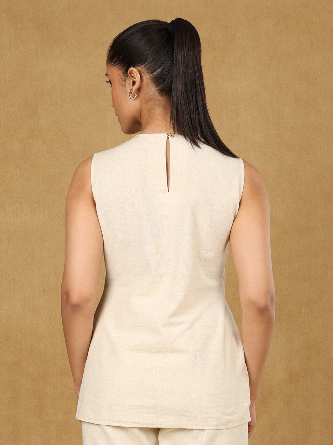 PowerSutra Off - White Cotton Linen Top