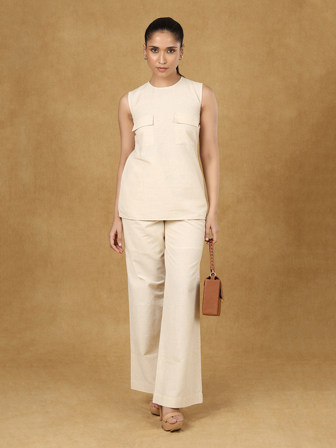 PowerSutra Off - White Cotton Linen Top