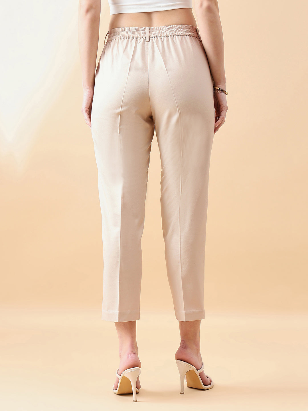 PowerSutra Tapered Mid Waist slim fit Trouser - Beige