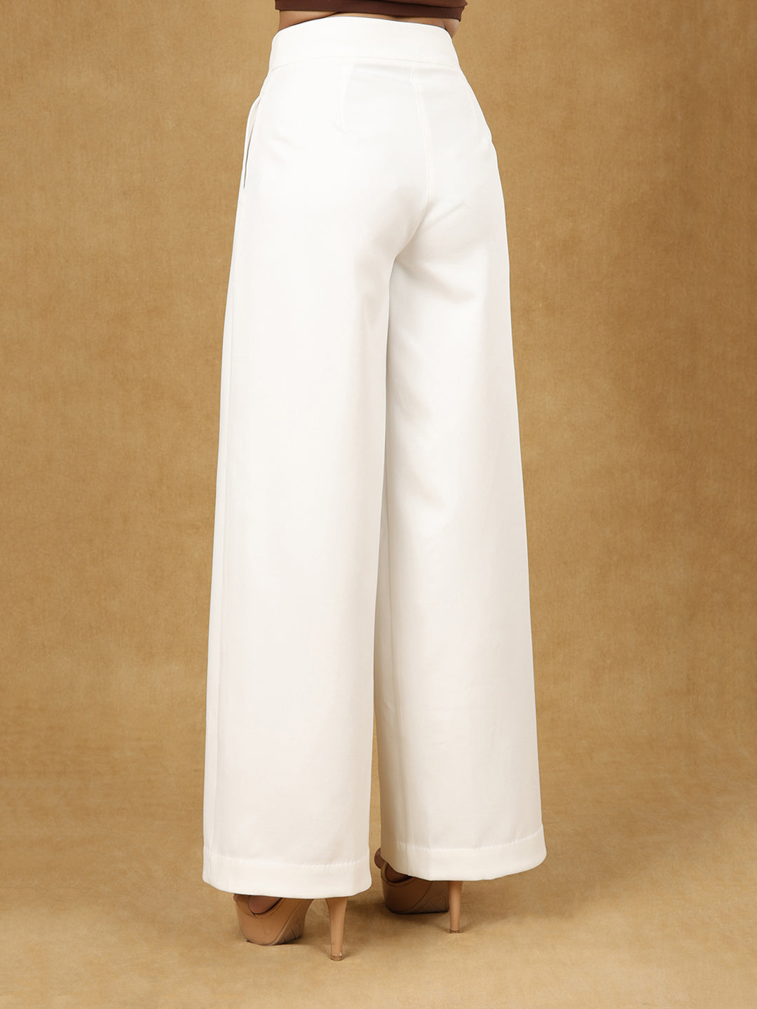 PowerSutra White Inverted Pleats High Waist Trouser