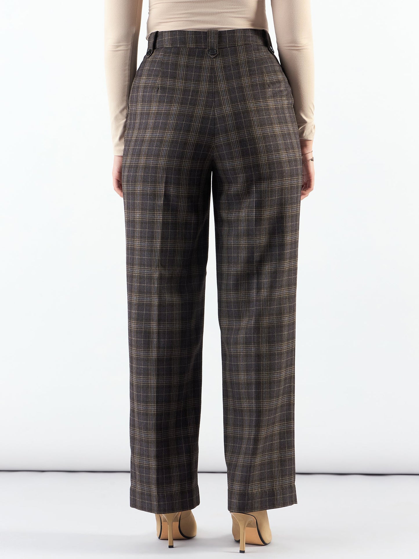 PowerSutra Classic Check High Waist Warm Trouser
