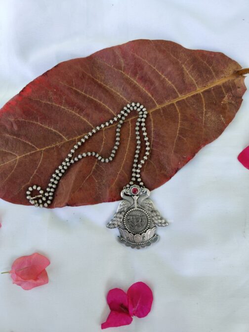 “Shubh” Silver Look Alike Oxidised Pendant for Garba Festival