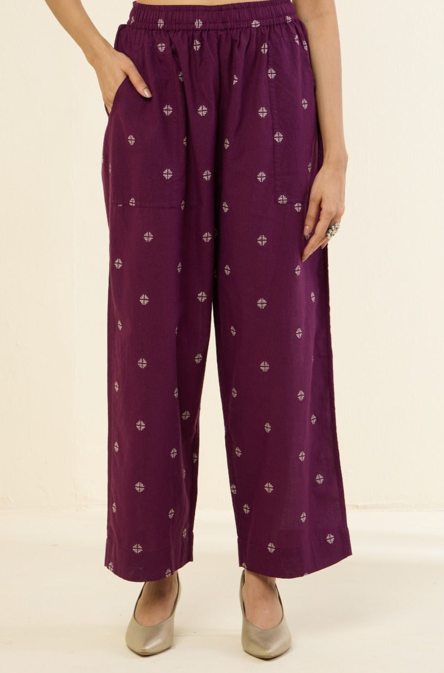 Maati Craft comfort fit cotton pants - purple buti south cotton