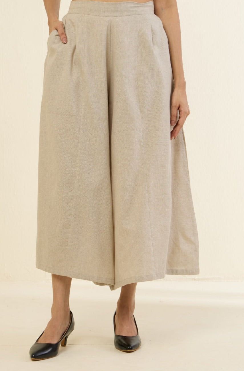Maati Craft box pleated culotte - tinted beige
