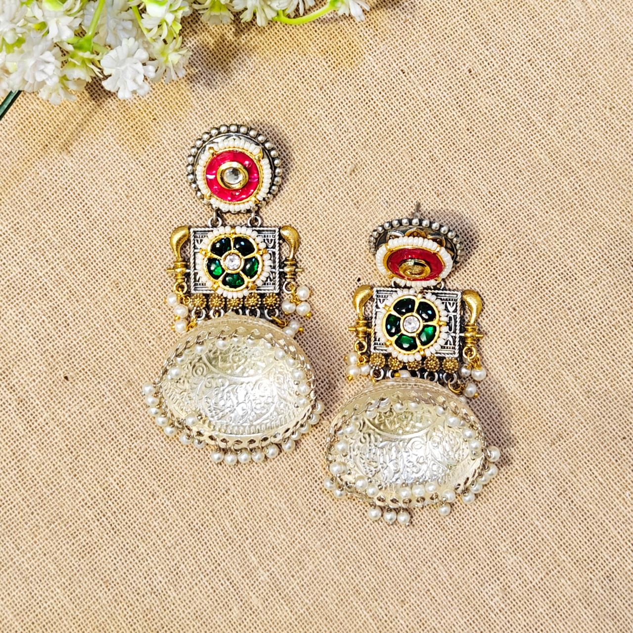 Zivah Look Alike Dual Tone Stone Earring