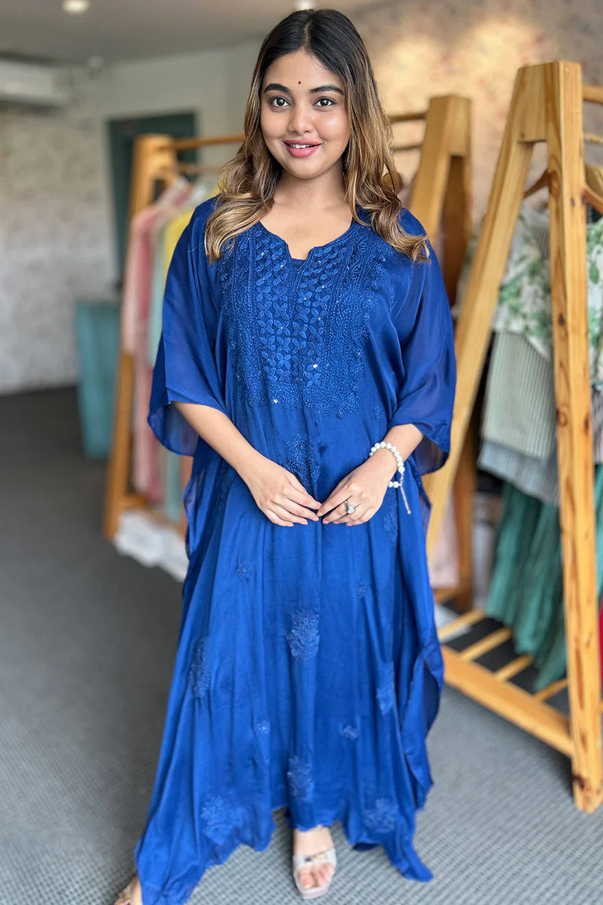 Khaftan With Inner and Bottom Set Blue