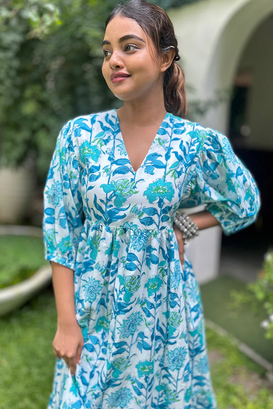 Cotton Dress Pattern 2 Blue Print
