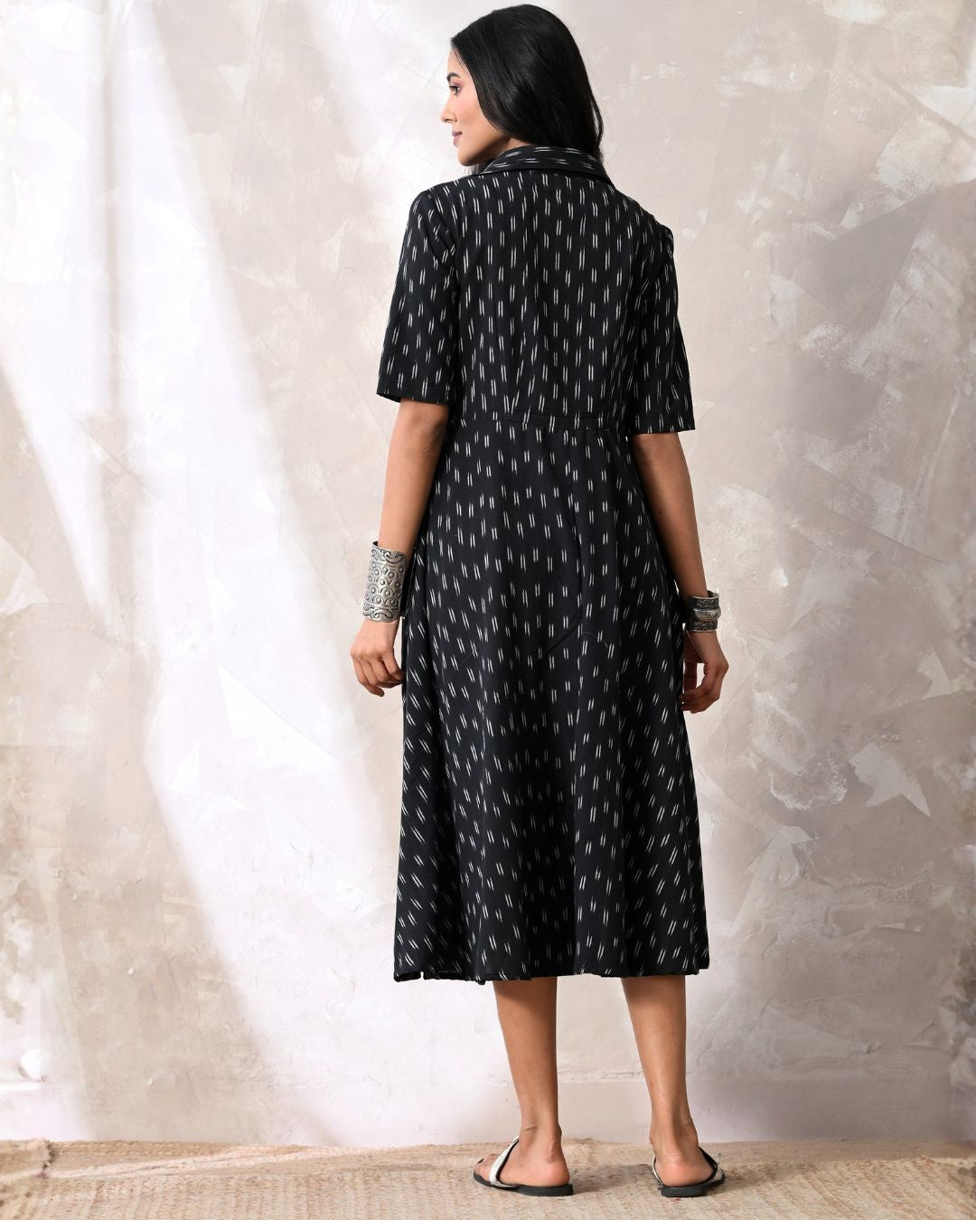 Zoya Black Ikat Shirt Dress