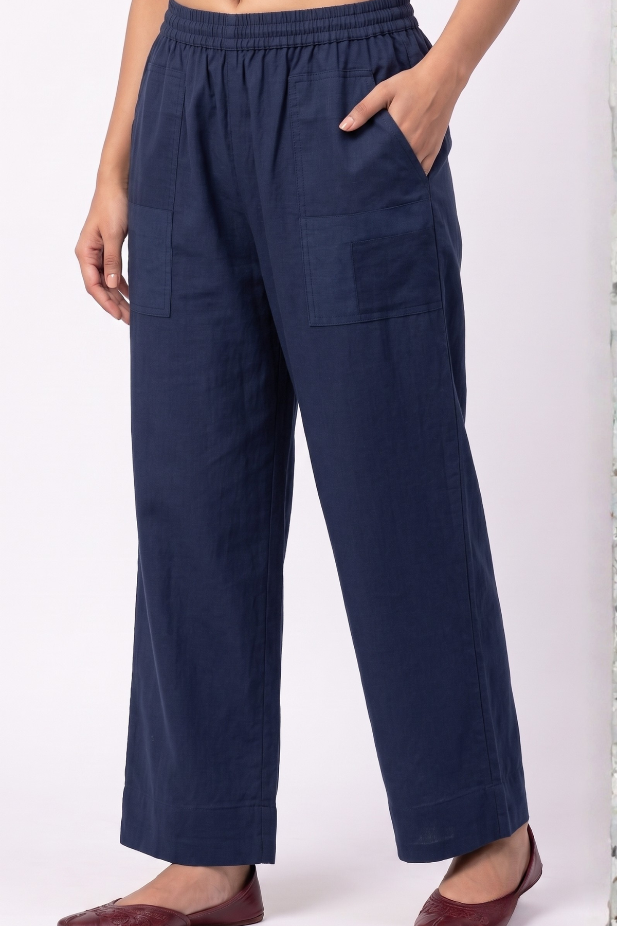 Comfort fit pants - Dark Navy Cotton Pants Mc