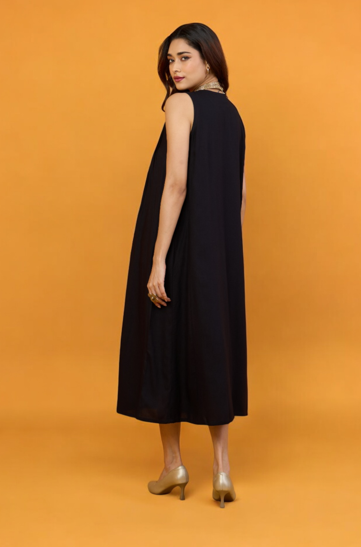 Timeless Onyx Pintuck Sleeveless Dress Mc
