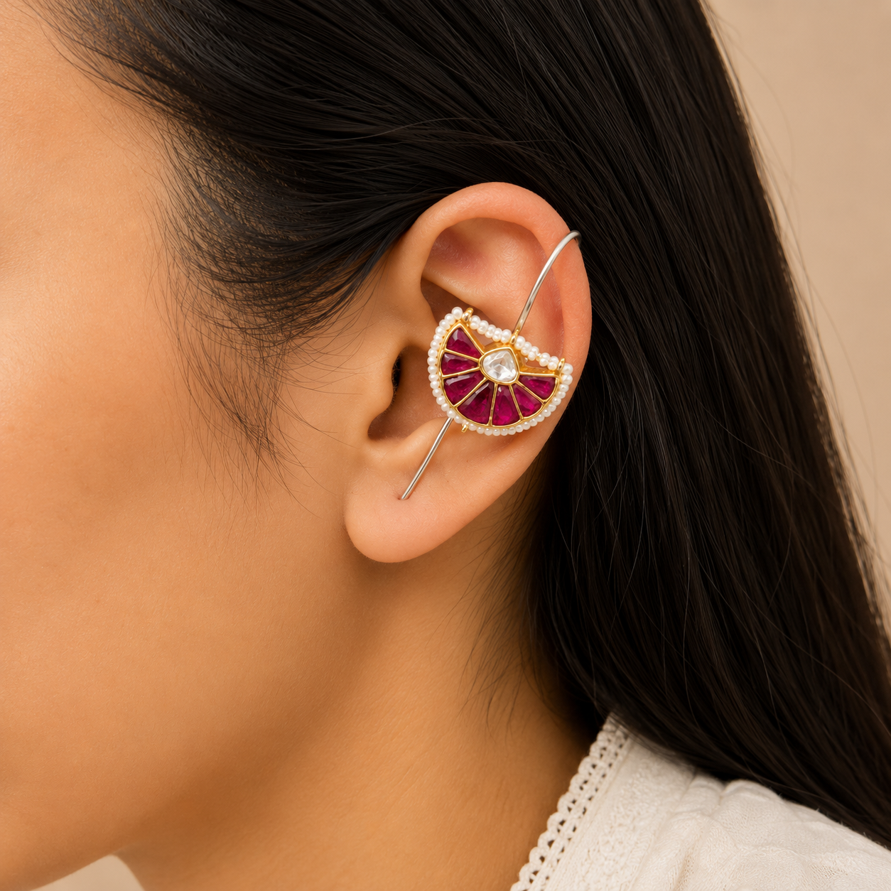 Grace Siver Look Alike Kundan Arrow Earcuff