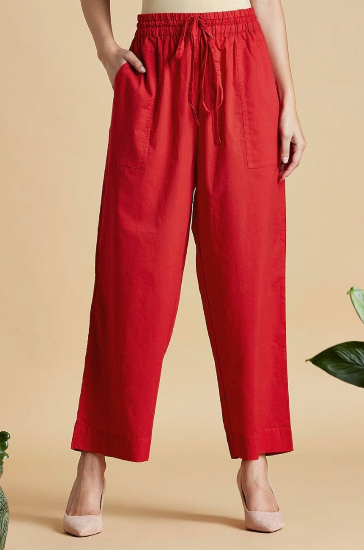 Maati Craft comfort fit cotton pants - classic red