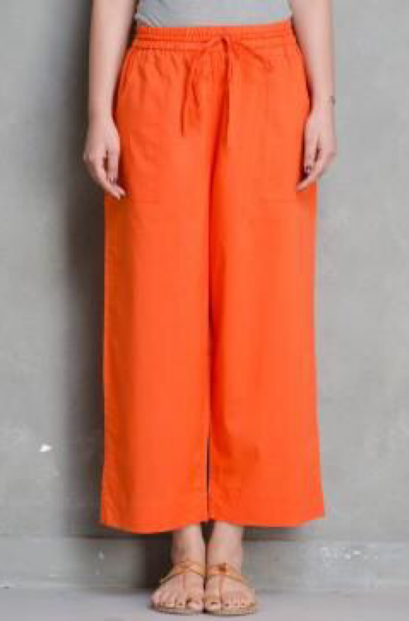 Maati Craft Comfort fit cotton pants with pockets - Tangerine Orange