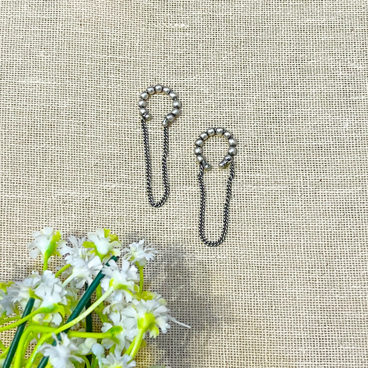 Beaded Oxidized Hoop Earcuffs for Women