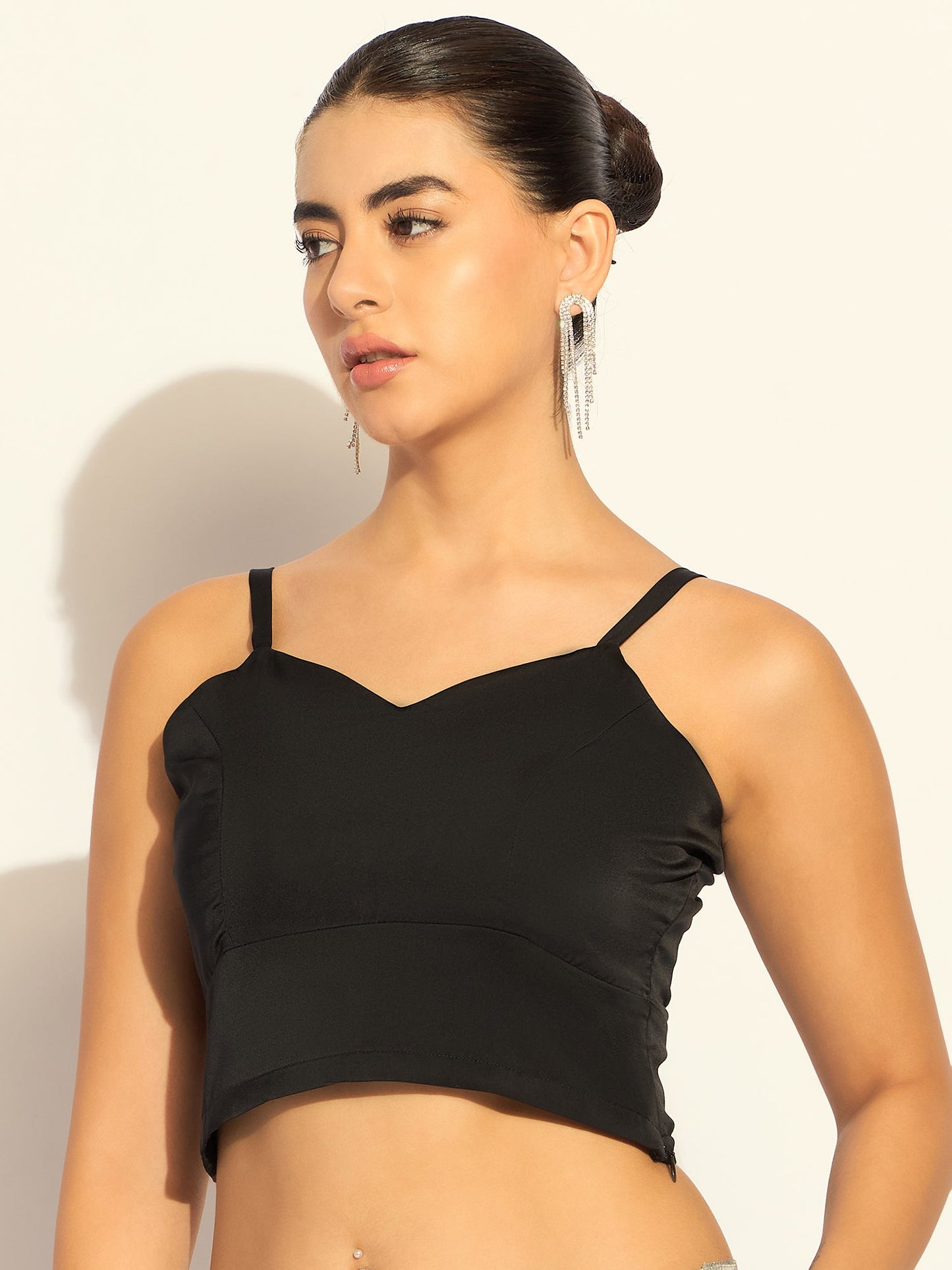 PowerSutra Elegant Black Satin Bustier In Soft Satin Fabric